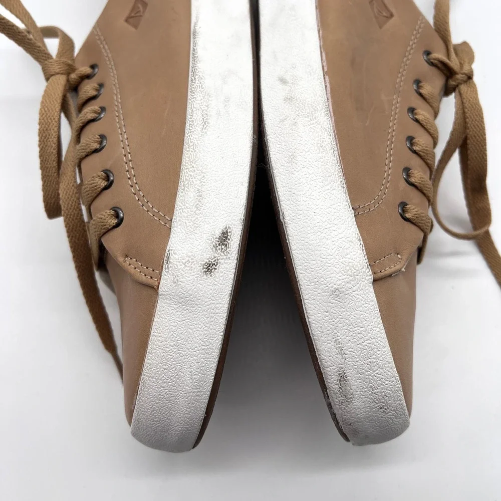 SPERRY Sneaker Mens 7 Tan Leather Low Top Top-sider striper Leather Sneaker NWOB - Picture 8 of 12